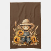 vogelverschrikker met zonnebloem theedoek (Verticaal)