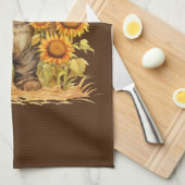 vogelverschrikker met zonnebloem theedoek (Quarter Fold)