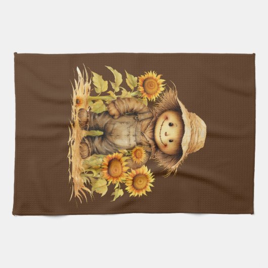 vogelverschrikker met zonnebloem theedoek (Horizontaal)