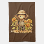 vogelverschrikker met zonnebloem theedoek (Verticaal)