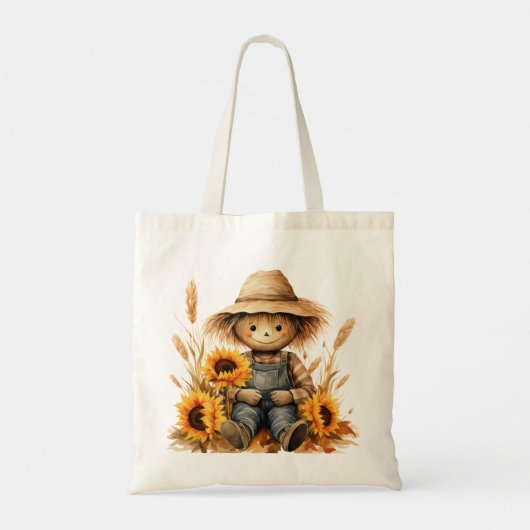 vogelverschrikker met zonnebloem tote bag (Achterkant)