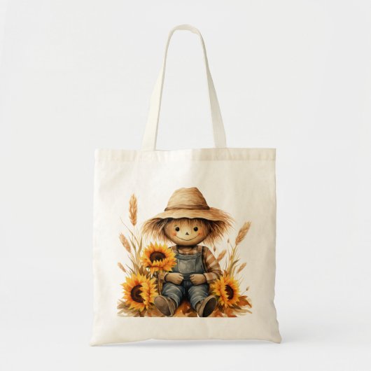 vogelverschrikker met zonnebloem tote bag (Voorkant)
