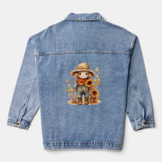 vogelverschrikker met zonnebloemen denim jacket (Achterkant)