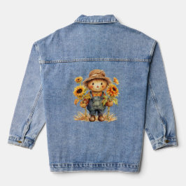 vogelverschrikker met zonnebloemen denim jacket