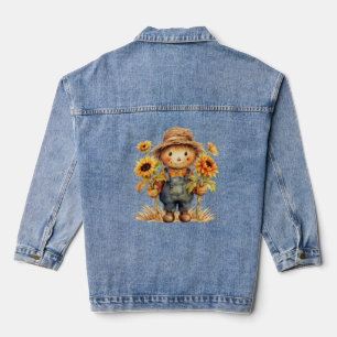 vogelverschrikker met zonnebloemen denim jacket