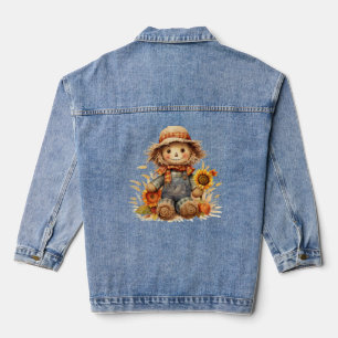 vogelverschrikker met zonnebloemen denim jacket