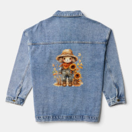 vogelverschrikker met zonnebloemen denim jacket