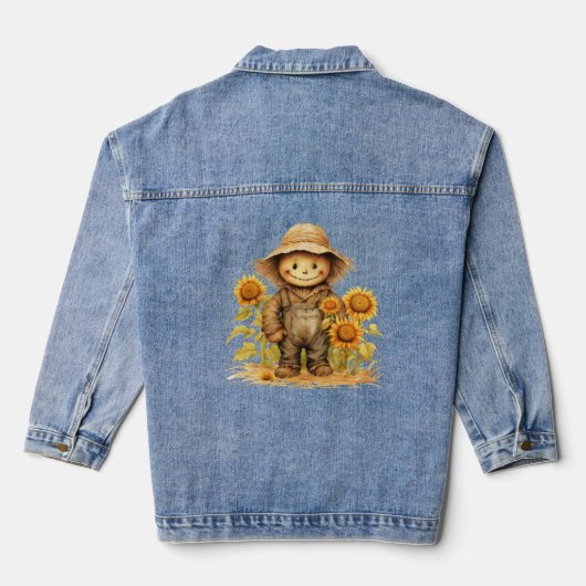 vogelverschrikker met zonnebloemen denim jacket (Achterkant)