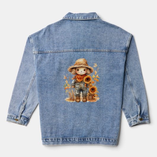 vogelverschrikker met zonnebloemen denim jacket (Achterkant)