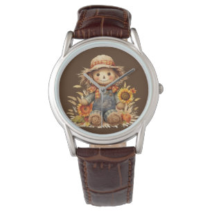 vogelverschrikker met zonnebloemen horloge