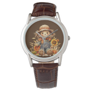 vogelverschrikker met zonnebloemen horloge
