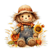 vogelverschrikker met zonnebloemen vierkante sticker