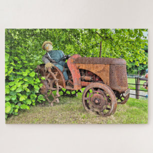 Vogelverschrikker op een oude roestige tractor, Ie Legpuzzel