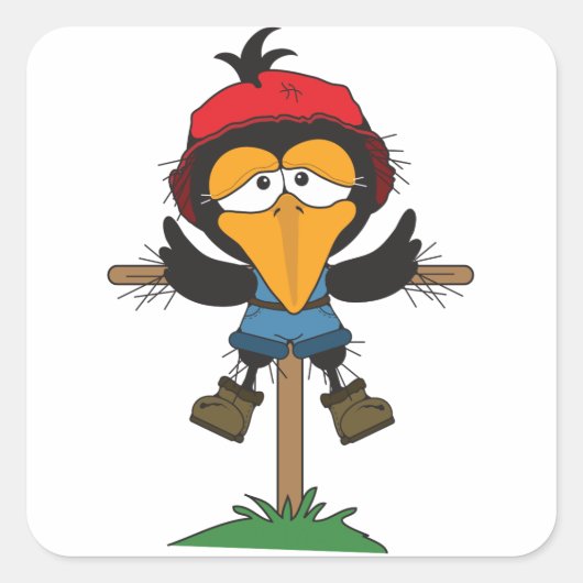 vogelverschrikker op post vierkante sticker (Voorkant)