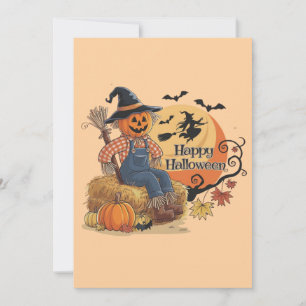 Vogelverschrikker Pompoen Halloween Landelijke Sfe Feestdagenkaart