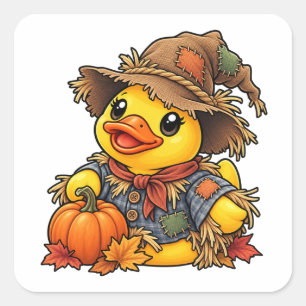 Vogelverschrikker Rubber Eend Oogst Herfst Vierkante Sticker