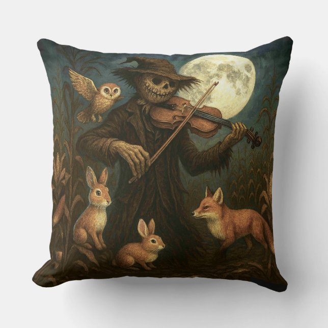 Vogelverschrikker Serenade Halloween Worpkussen Kussen (Voorkant)
