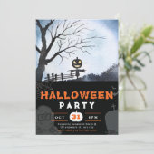 vogelverschrikker w / jack-o' lantaarn hoofd zwart kaart (Staand voorkant)