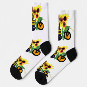 Vogelverschrikker zonnebloemen oude stijl sokken