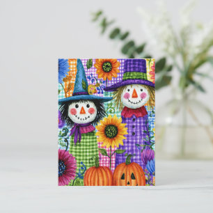 Vogelverschrikkers en Pompoenen, Halloween, Briefkaart