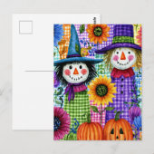 Vogelverschrikkers en Pompoenen, Halloween, Briefkaart (Voorkant / Achterkant)