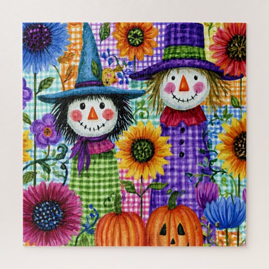 Vogelverschrikkers en Pompoenen, Halloween, Legpuzzel (Verticaal)