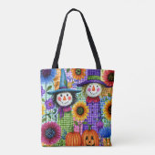 Vogelverschrikkers en Pompoenen, Halloween, Tote Bag (Achterkant)