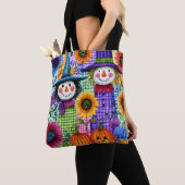 Vogelverschrikkers en Pompoenen, Halloween, Tote Bag (Dichtbij)