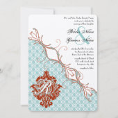  vogelverschrikkingen Roodduif Damask Wedding Kaart (Voorkant)