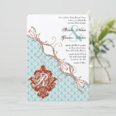  vogelverschrikkingen Roodduif Damask Wedding Kaart (Staand voorkant)