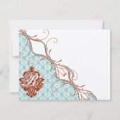  vogelverschrikkingen Roodduif Damask Wedding RSVP Kaartje (Achterkant)