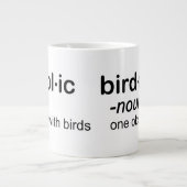 vogelverslaafde vogelaholic grote koffiekop (Voorkant)