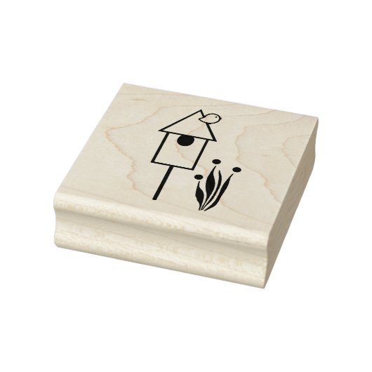 Vogelvezel op een houten kunststempel rubberstempel (Stempel)