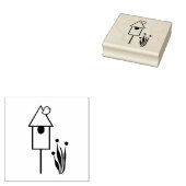 Vogelvezel op een houten kunststempel rubberstempel (Gestempeld)