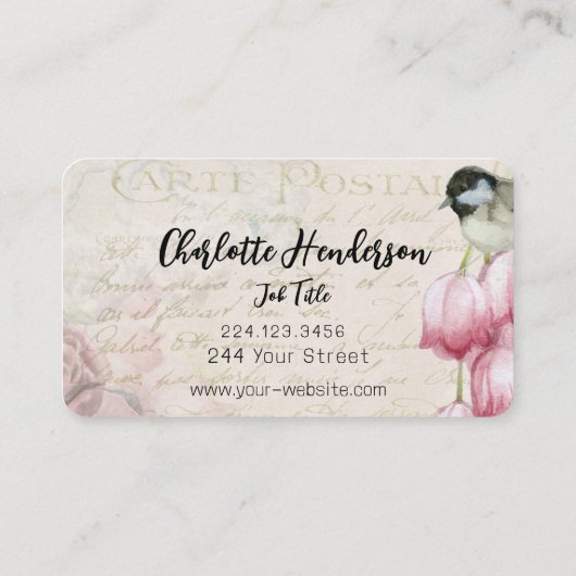 vogelVisitekaartje Visitekaartje (Achterkant)