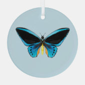Vogelvleugelvlinder Glas Ornament (Achterkant)