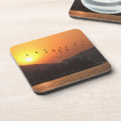 Vogelvliegen in de Sunset Sky boven het oostmeer Bier Onderzetter (Linkerzijde)