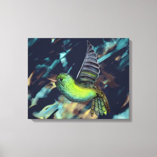 Vogelvliegen op Abstracte achtergrond Canvas Afdruk (Voorkant)