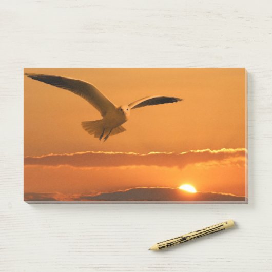 Vogelvliegen op zonsondergang post-it® notes (Op bureau)