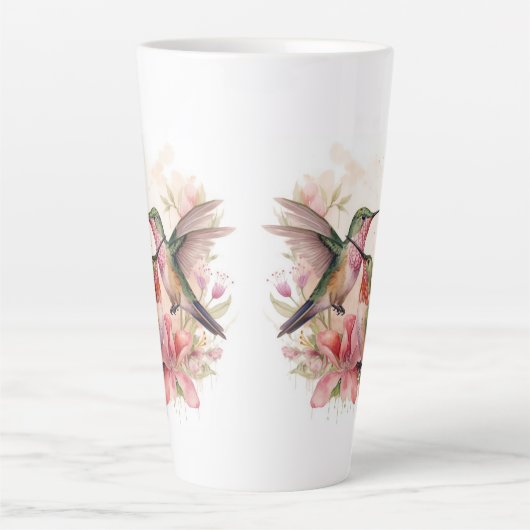 Vogelvliegtuig met bloemen latte mok (Voorkant)