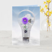 Vogelvlinder in gloeilamp kaart (Gele Bloem)