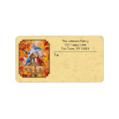 Vogelvoeder verzamelen herfst geel etiket (Voorkant)