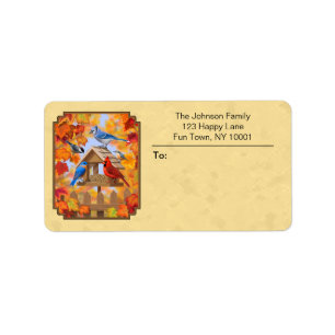 Vogelvoeder verzamelen herfst geel etiket