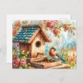 Vogelvoeder Waterverf Floral Art Briefkaart (Voorkant / Achterkant)