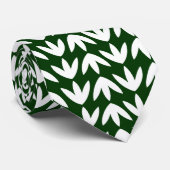Vogelvoetpatroon - Wit op Donkergroen Stropdas (Opgerold)