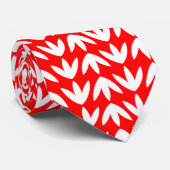 Vogelvoetpatroon - Wit op rood Stropdas (Opgerold)