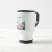 Vogelvogel met roze bloem hibiscus reisbeker (Voorkant rechts)
