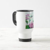 Vogelvogel met roze bloem hibiscus reisbeker (Voorkant links)