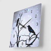 Vogelvogel op Bird 94 paars Vierkante Klok (Hoek)