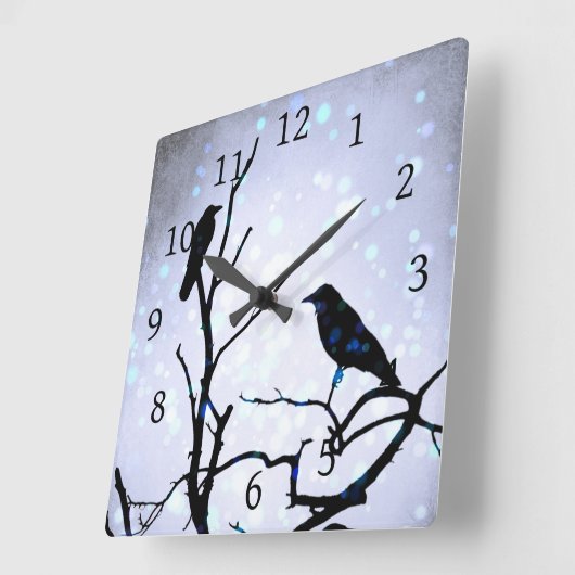 Vogelvogel op Bird 94 paars Vierkante Klok (Hoek)